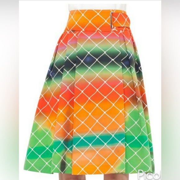 NWOT Akris Punto Net Print  A-Line Cotton Skirt - Picture 2 of 11